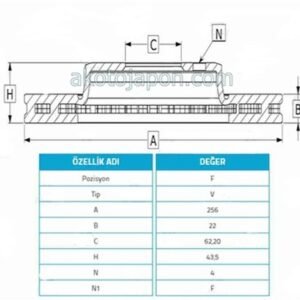 FREN DİSKİ ÖN ACCENT BLUE 11- I20 15- RIO 12- 256MM