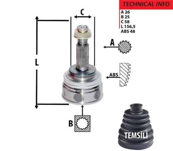 AKS KAFA DIŞ COROLLA 03-07 COROLLA 13- 1.4  D4D  AVENSİS 02-08 2.0 ABS