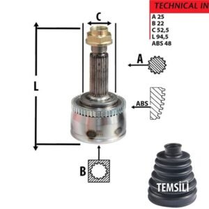 AKS KAFA DIŞ BLUE DİZEL MANUEL ABS'Lİ 22*25*52,5ABS48