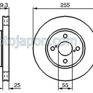 FREN DİSKİ ÖN COROLLA 00- VVT VERSO 03- (BENZİNLİ) 255MM
