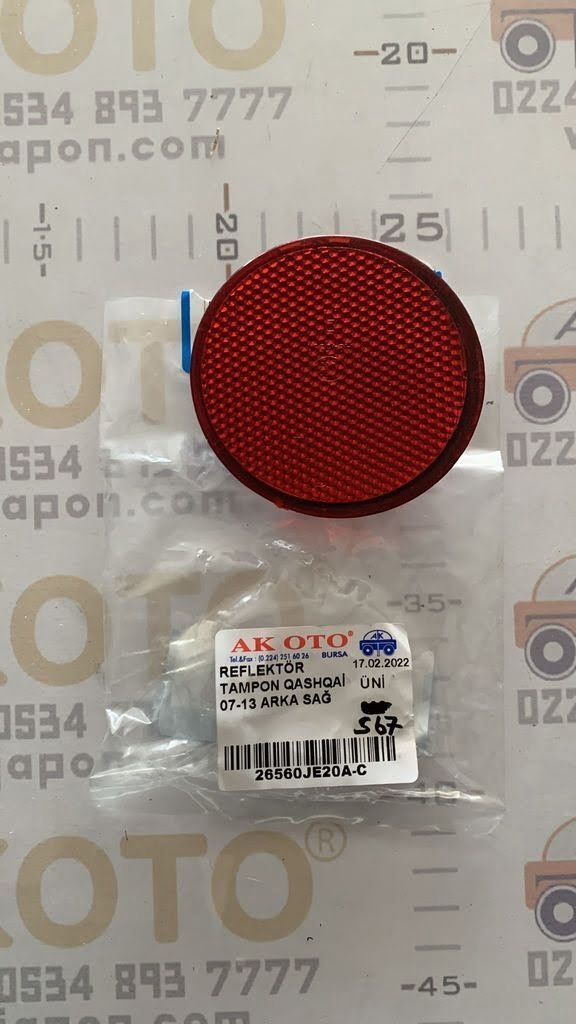 REFLEKTÖR TAMPON QASHQAI 07-13 SAĞ ARKA