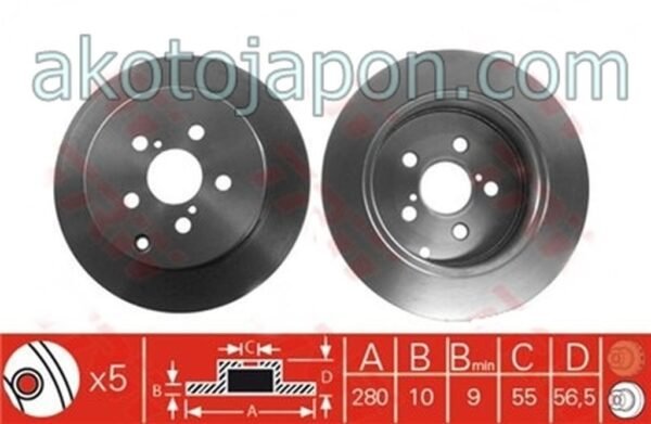 FREN DİSKİ ARKA AVENSIS T25 SD VVTI 1,6 1,8 2,0 03-
