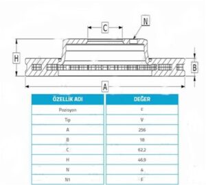 FREN DİSKİ ÖN I20 1,2 08- TK. 256MM